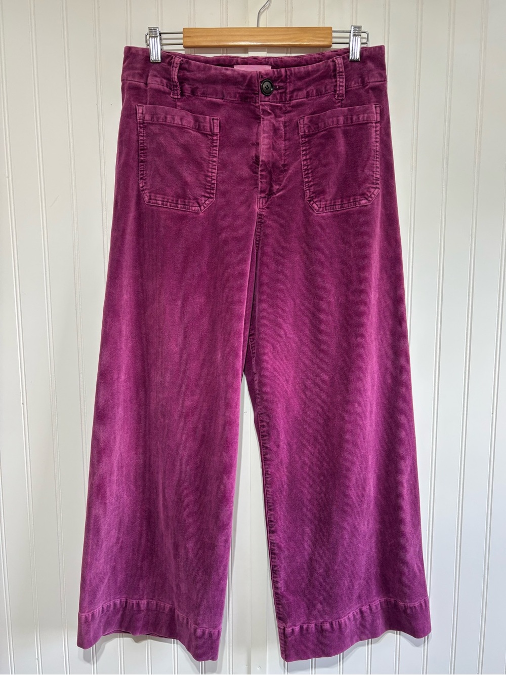 Dear John Audrey Purple Potion Corduroy Wide Leg Cropped Pants Size 31 High Rise